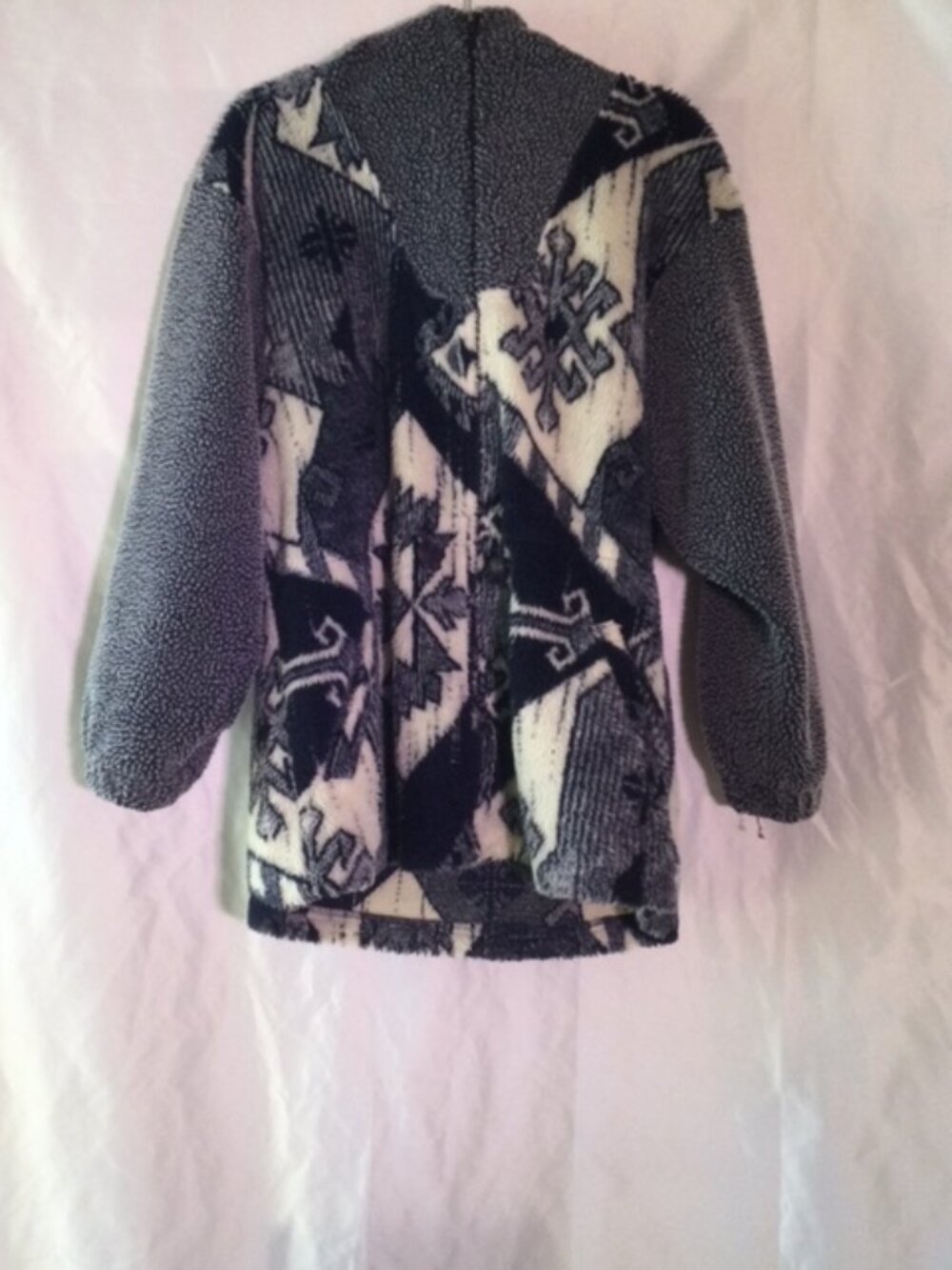 East West Southwestern Geometric Hooded Fleece Jacket Coat Size S